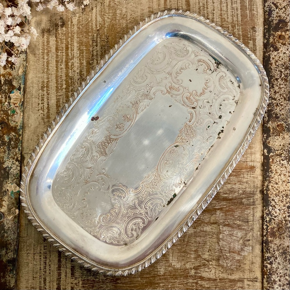 Vintage Silverplate on Copper Small Tray Coronet England E.P. Cottagecore Decor
